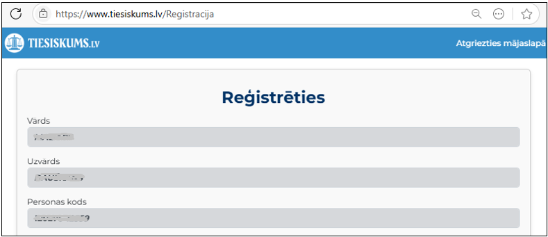 Reģistrācijas poga