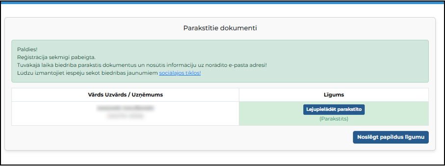 Reģistrācijas poga