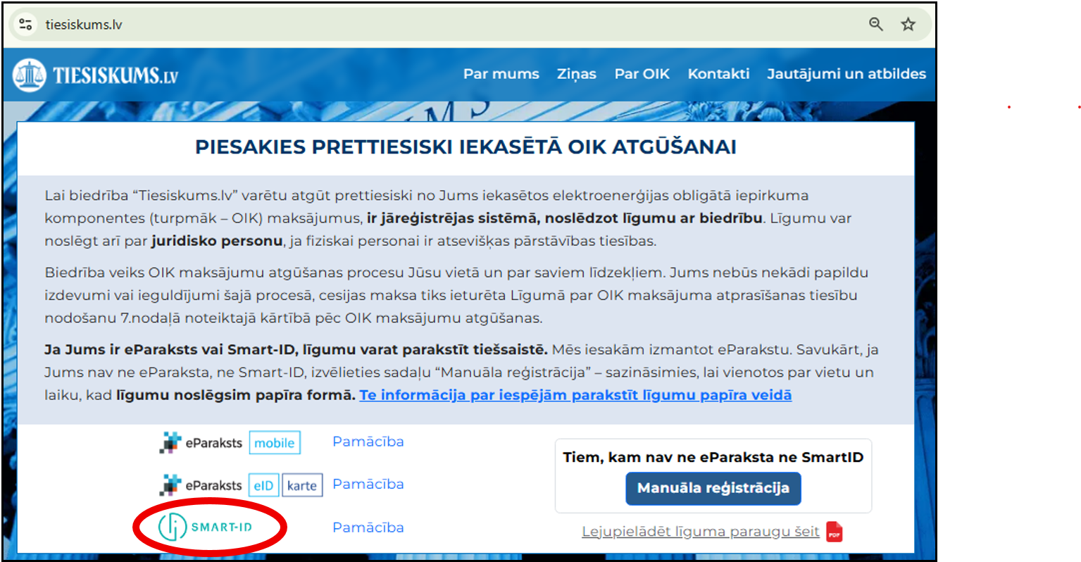 Reģistrācijas poga
