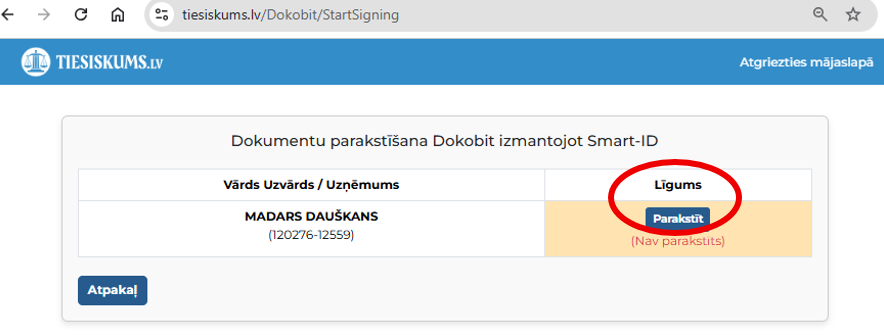 Reģistrācijas poga